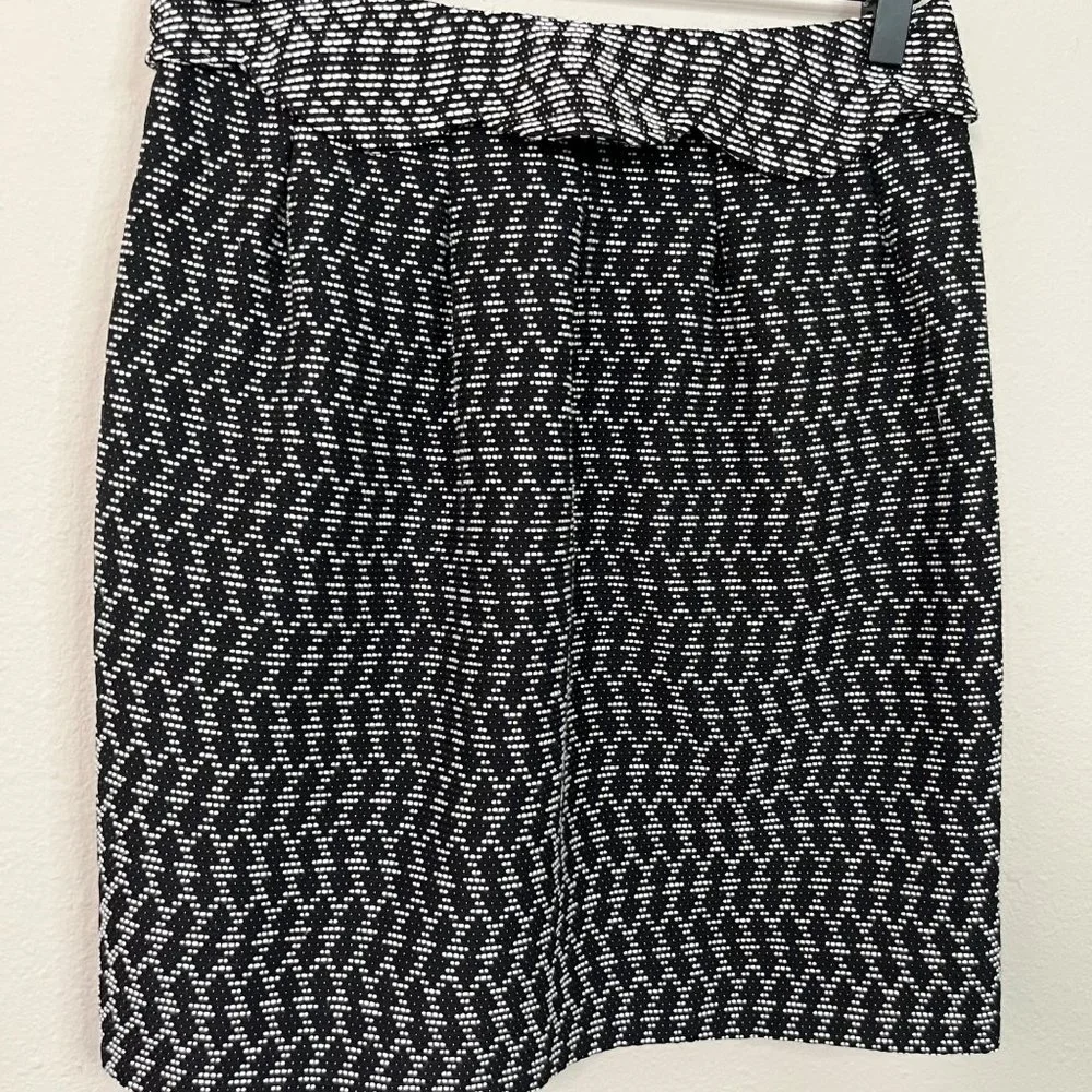 Gianni Bini Black White Straight Pencil Skirt Pleated Size 4 Work Preppy Tweed - Picture 3 of 8